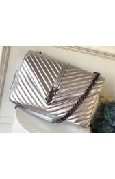 YSL Flap Bag Calfskin Leather 392738 silver HV01182fc78