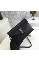 ysl small kate satchel original Calf leather 2822 black silver chain HV07677PC54