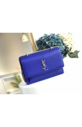 Yves Saint Laurent Original Leatehr Shoulder Bag 8005 blue HV00858fj51